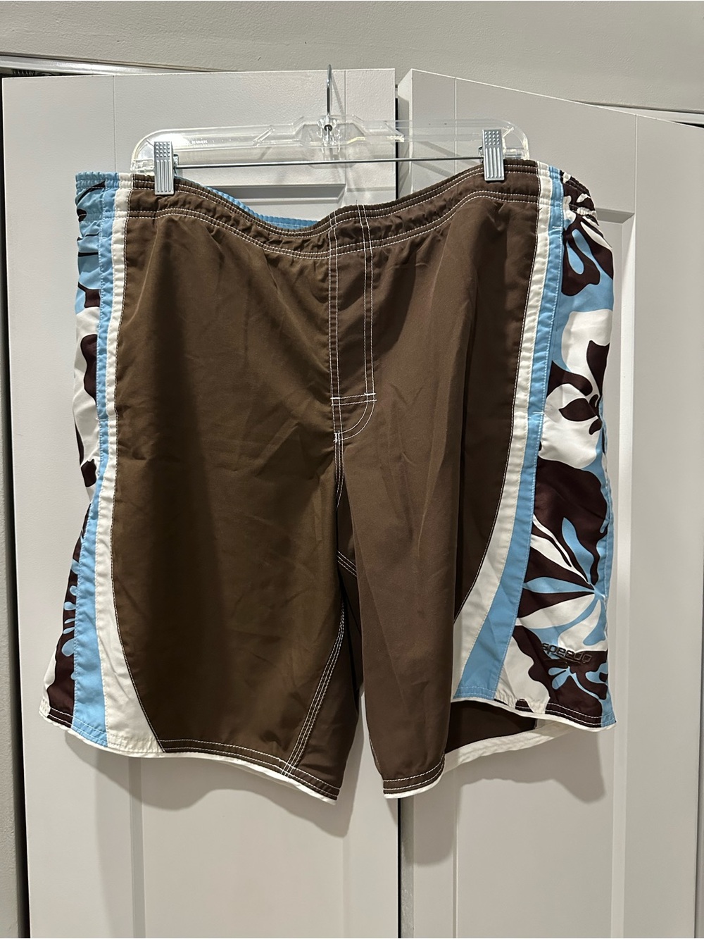 Men's Speedo Brown and Blue Floral Swim Trunks